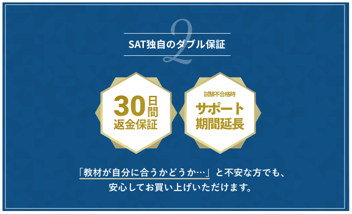 2つの独自保証。30日間100%無料返金保証で安心してお買い上げいただけます。