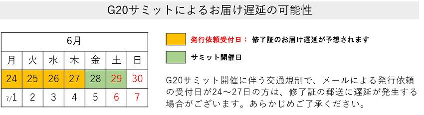 G20による配送遅延の可能性