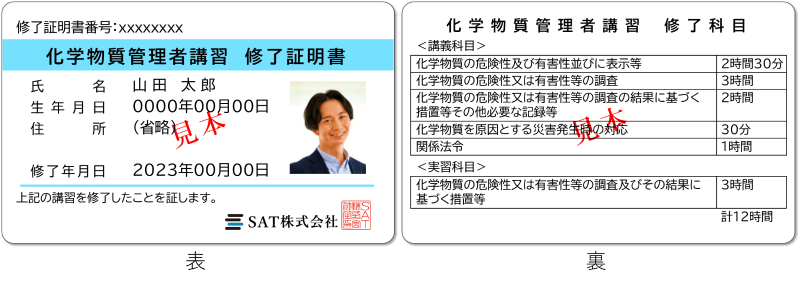 修了証のサンプル