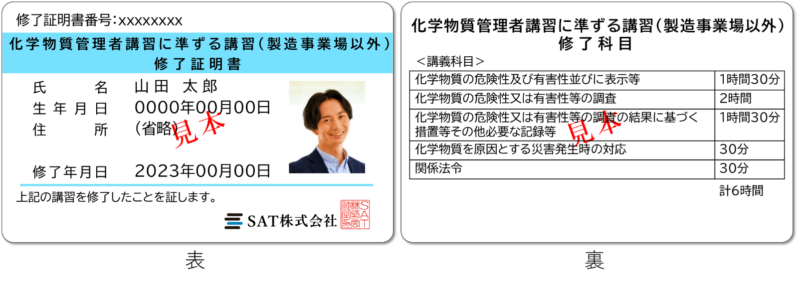 修了証のサンプル